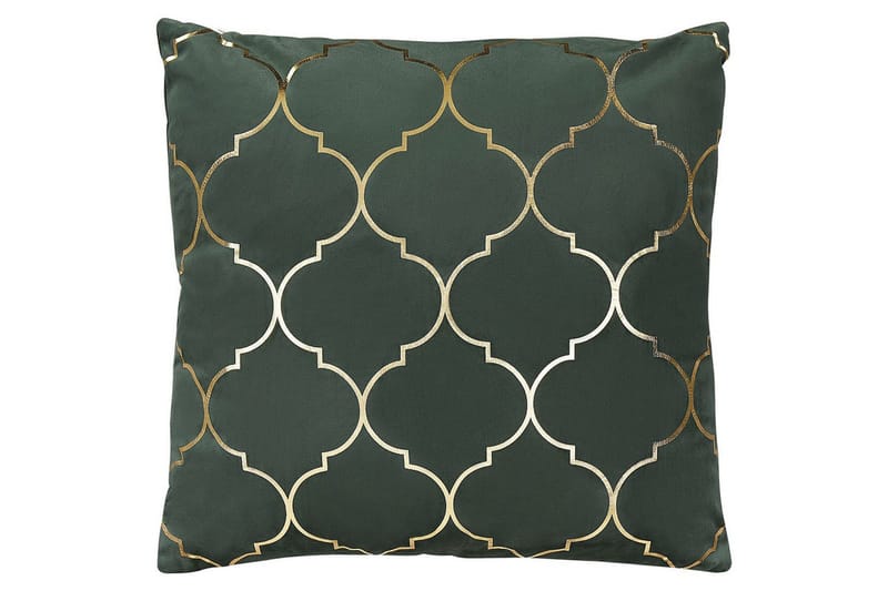 Pyntepuder Alyssum sæt af 2 Grøn/guld, Fløjl - Grøn/guld, Fløjl - Tekstiler - Pude & plaid - Udendørs puder
