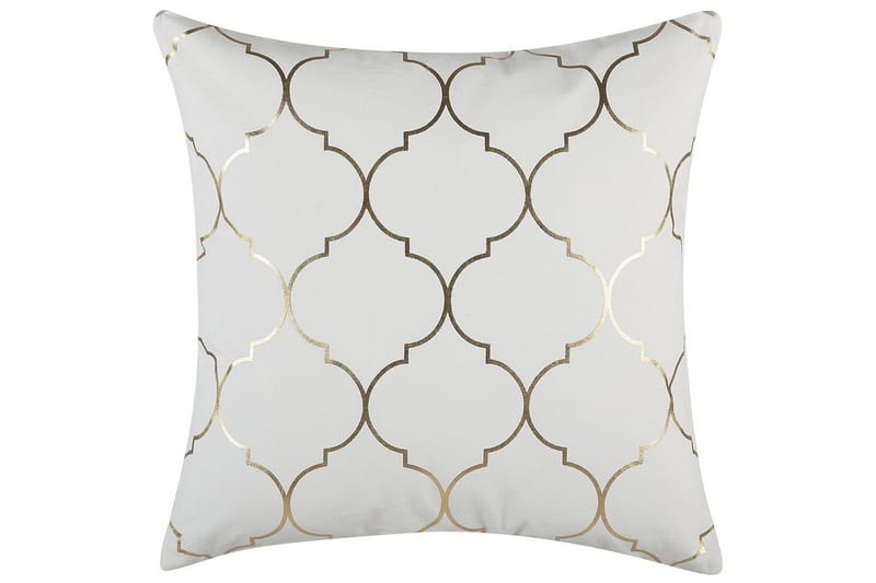 Pyntepuder Alyssum sæt af 2 Hvid/guld, Bomuld - Hvid/guld, Bomuld - Tekstiler - Pude & plaid - Udendørs puder
