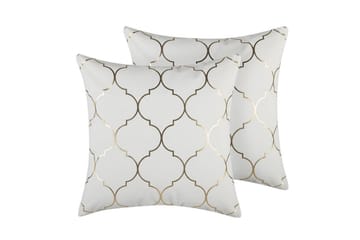 Pyntepuder Alyssum sæt af 2 Hvid/guld, Bomuld