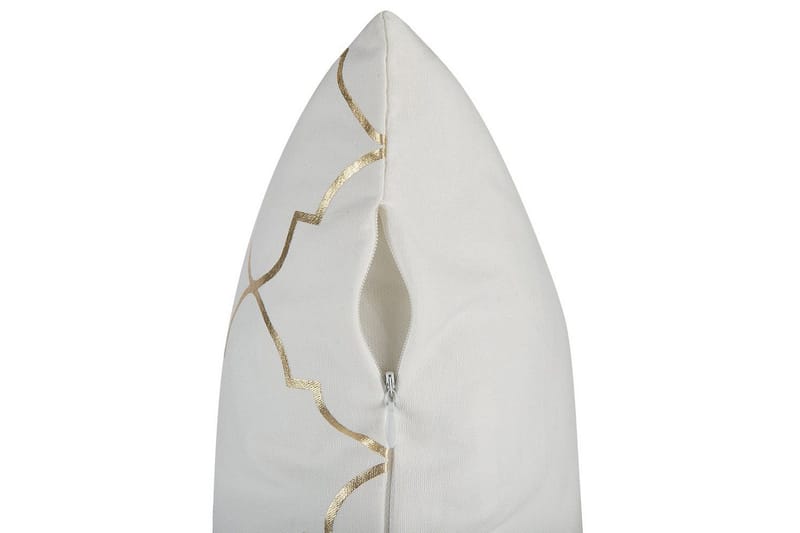 Pyntepuder Alyssum sæt af 2 Hvid/guld, Bomuld - Hvid/guld, Bomuld - Tekstiler - Pude & plaid - Udendørs puder