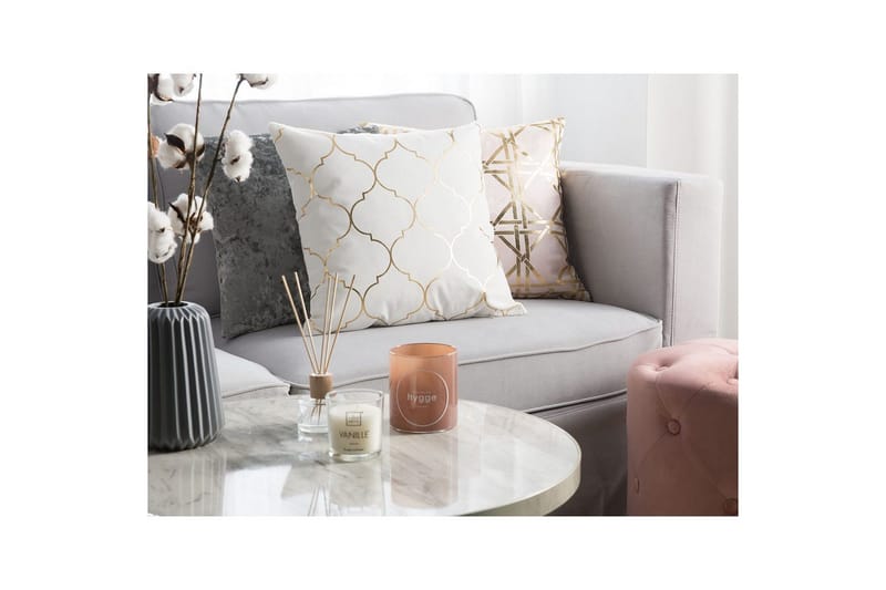 Pyntepuder Alyssum sæt af 2 Hvid/guld, Bomuld - Hvid/guld, Bomuld - Tekstiler - Pude & plaid - Udendørs puder