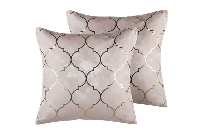 Pyntepuder Alyssum sæt af 2 Rosa/guld, Polyester, Rosa/guld, Polyester