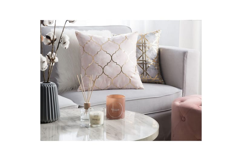 Pyntepuder Alyssum sæt af 2 Rosa/guld, Polyester - Rosa/guld, Polyester - Tekstiler - Pude & plaid - Udendørs puder