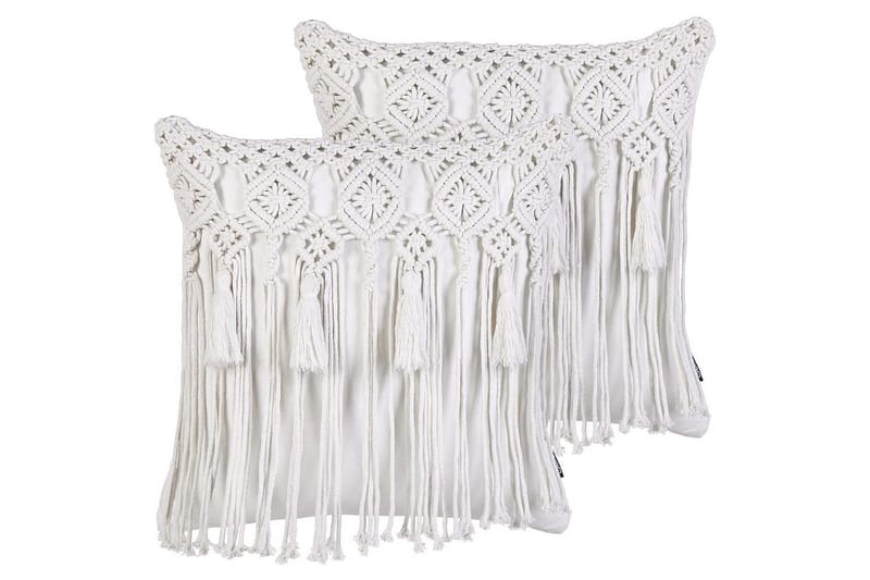 Pyntepuder Bamian sæt om 2 Hvid - Hvid - Tekstiler - Pude & plaid - Udendørs puder