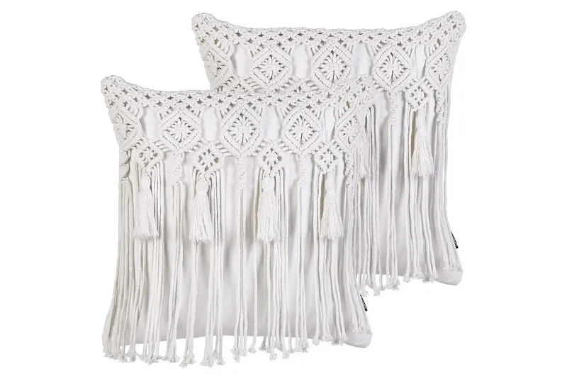 Pyntepuder Bamian sæt om 2 Hvid - Hvid - Tekstiler - Pude & plaid - Udendørs puder