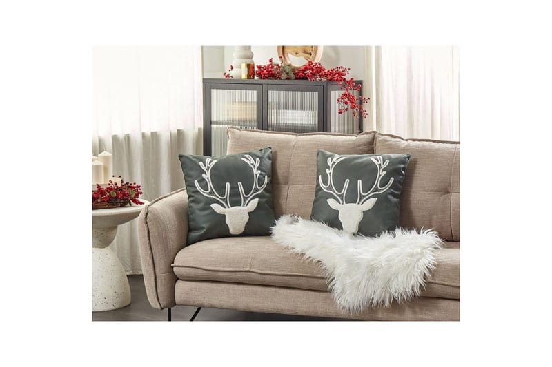 Pyntepuder Bicocca sæt af 2 Grøn/Hvid - Grøn/Hvid - Tekstiler - Pude & plaid - Udendørs puder