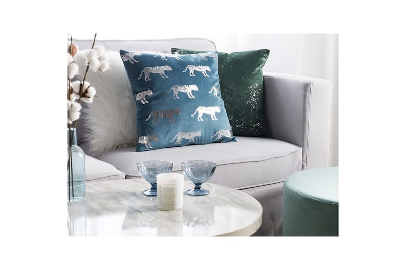 Pyntepuder Bluebell sæt á 2 Blå/Sølv - Blå/Sølv - Tekstiler - Pude & plaid - Udendørs puder