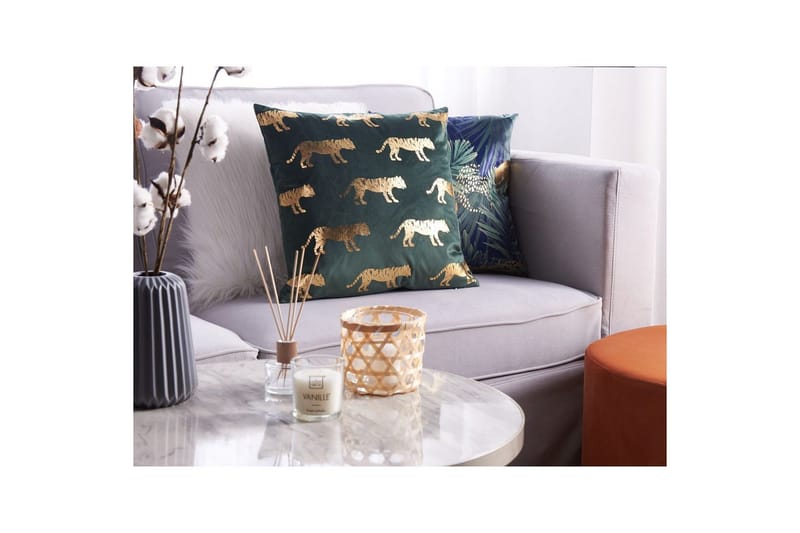 Pyntepuder Bluebell sæt á 2 Grøn/guld - Grøn/guld - Tekstiler - Pude & plaid - Udendørs puder