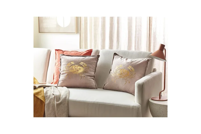 Pyntepuder Bossiella sæt á 2 Beige/guld - Beige/guld - Tekstiler - Pude & plaid - Udendørs puder