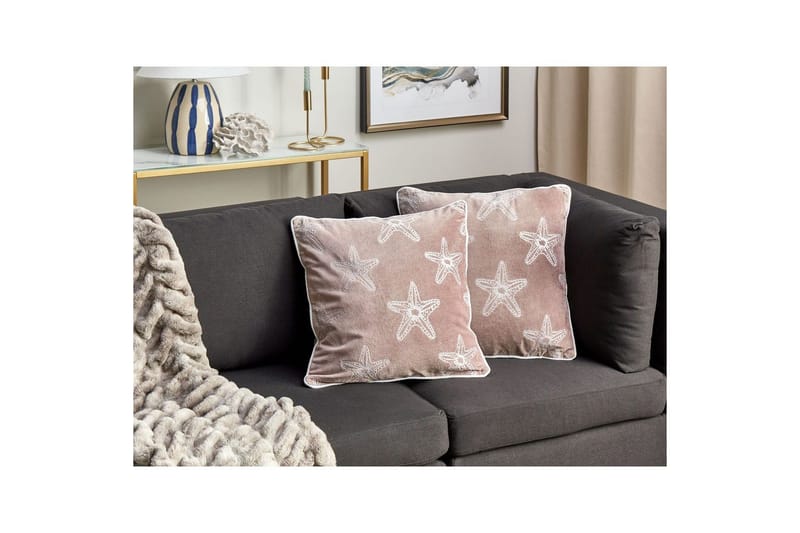 Pyntepuder Ceramium sæt af 2 Rosa/Hvid - Rosa/Hvid - Tekstiler - Pude & plaid - Pyntepuder & pudebetræk