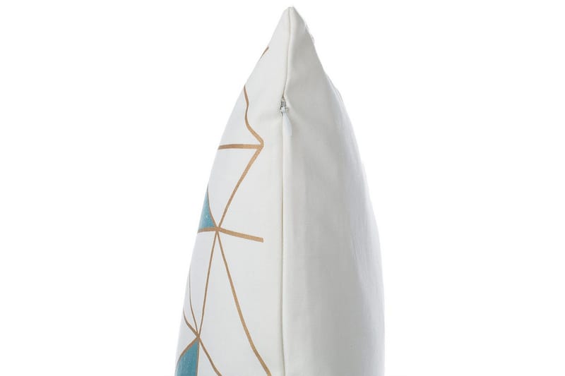 Pyntepuder Clarkia sæt af 2 Hvid/Blå/Guld - Hvid/Blå/Guld - Tekstiler - Pude & plaid - Udendørs puder