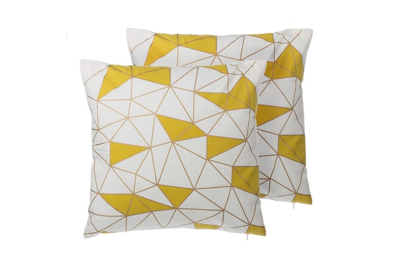 Pyntepuder Clarkia sæt af 2 Hvid/Guld/Gul - Hvid/Guld/Gul - Tekstiler - Pude & plaid - Udendørs puder