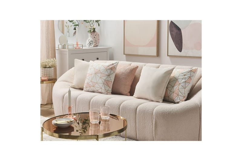 Pyntepuder Clarkia sæt af 2 Hvid/guld/rosa - Hvid/guld/rosa - Tekstiler - Pude & plaid - Udendørs puder