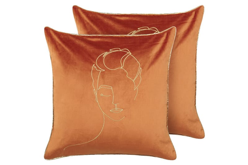 Pyntepuder Crocus sæt á 2 Orange/Guld - Orange/Guld - Tekstiler - Pude & plaid - Udendørs puder