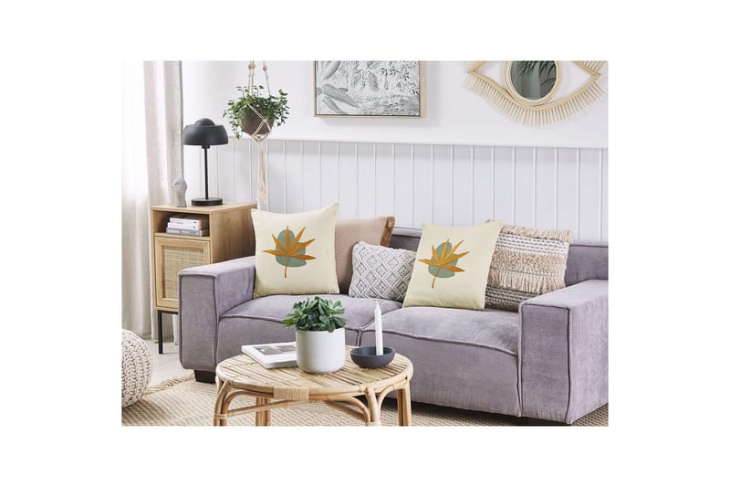 Pyntepuder Davallia sæt á 2 Beige/Blå/Orange - Beige/Blå/Orange - Tekstiler - Pude & plaid - Udendørs puder