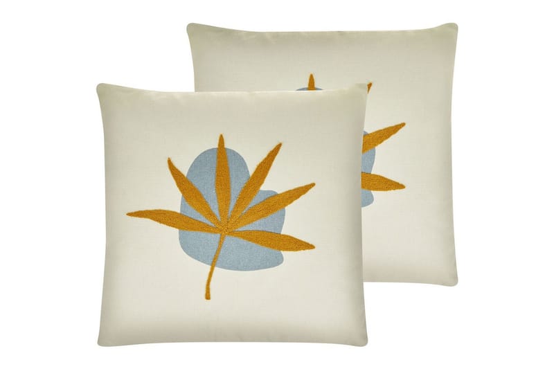 Pyntepuder Davallia sæt á 2 Beige/Blå/Orange - Beige/Blå/Orange - Tekstiler - Pude & plaid - Udendørs puder