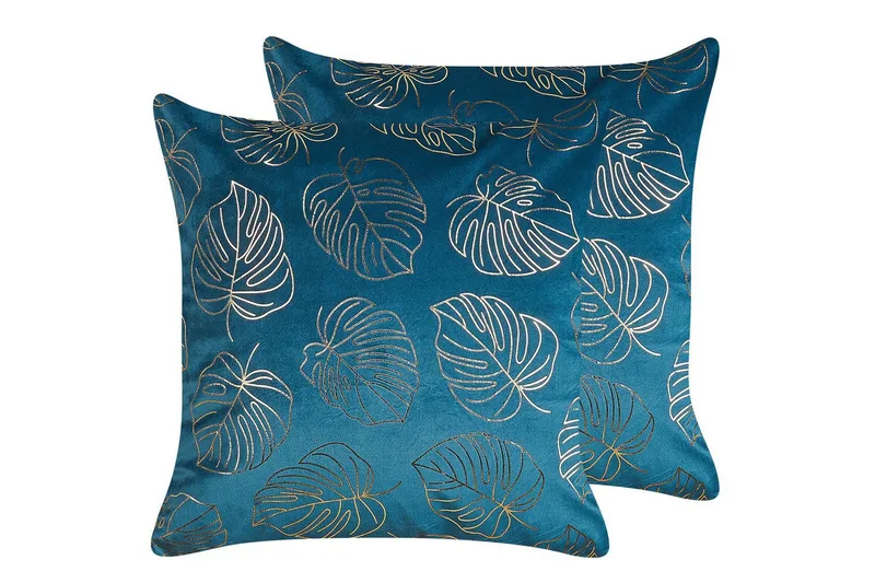Pyntepuder Deliciosa sæt á 2 Blå/guld - Blå/guld - Tekstiler - Pude & plaid - Pyntepuder & pudebetræk
