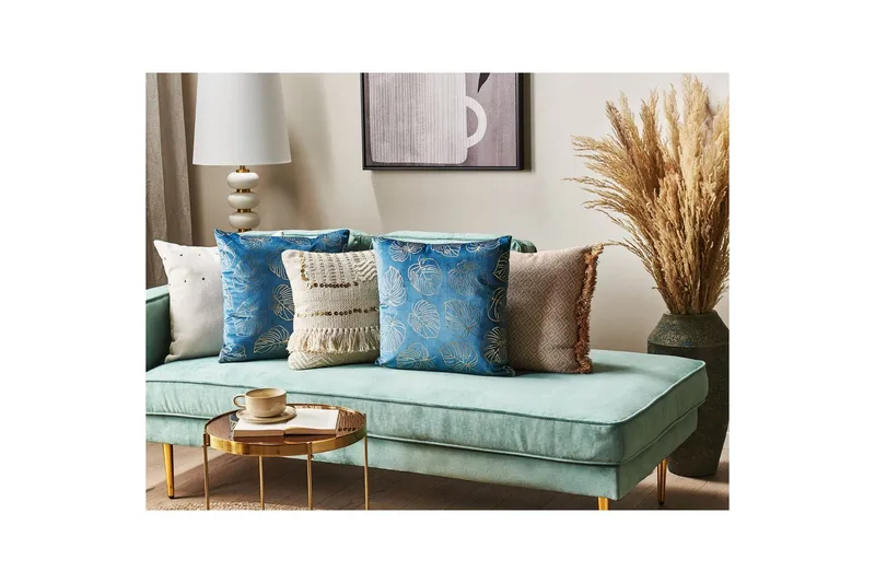 Pyntepuder Deliciosa sæt á 2 Blå/guld - Blå/guld - Tekstiler - Pude & plaid - Pyntepuder & pudebetræk