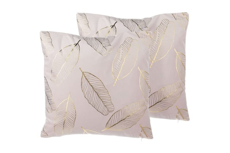 Pyntepuder Freesia sæt af 2 Rosa/guld - Rosa/guld - Tekstiler - Pude & plaid - Udendørs puder