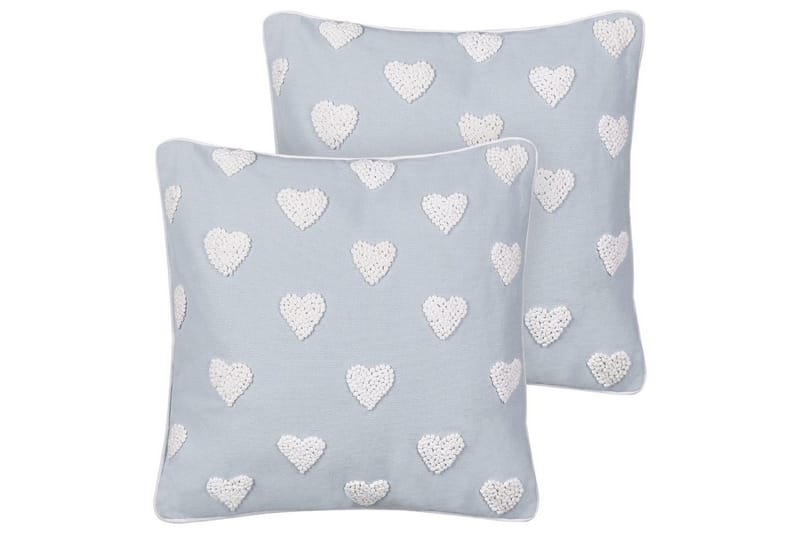 Pyntepuder Gazania sæt á 2 Grå/hvid, Firkantet, Grå/hvid, Firkantet