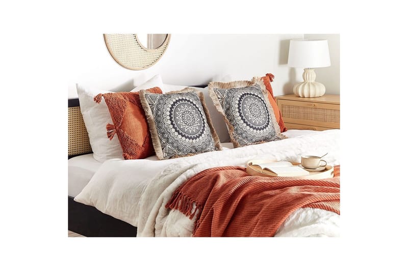 Pyntepuder Geranium sæt af 2 Beige/sort - Beige/sort - Tekstiler - Pude & plaid - Udendørs puder