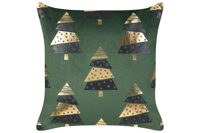 Pyntepuder Goldspruce sæt af 2 Grøn/guld/sort - Grøn/guld/sort - Tekstiler - Pude & plaid - Pyntepuder & pudebetræk