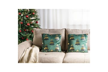 Pyntepuder Goldspruce sæt af 2 Grøn/guld/sort - Grøn/guld/sort - Tekstiler - Pude & plaid - Pyntepuder & pudebetræk