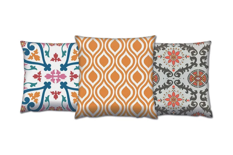 Gravel Pude 43x43 cm 3-pak, Multifarvet