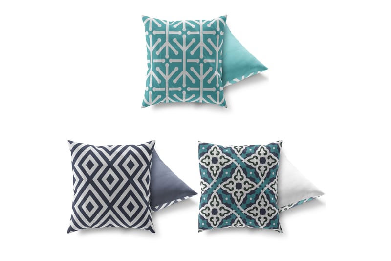 Gravel Pude 43x43 cm 3-pak - Multifarvet - Tekstiler - Pude & plaid - Pyntepuder & pudebetræk