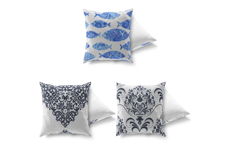 Gravel Pude 43x43 cm 3-pak - Multifarvet - Tekstiler - Pude & plaid - Pyntepuder & pudebetræk