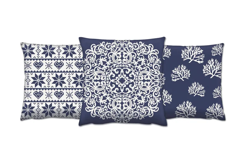 Gravel Pude 43x43 cm 3-pak, Multifarvet