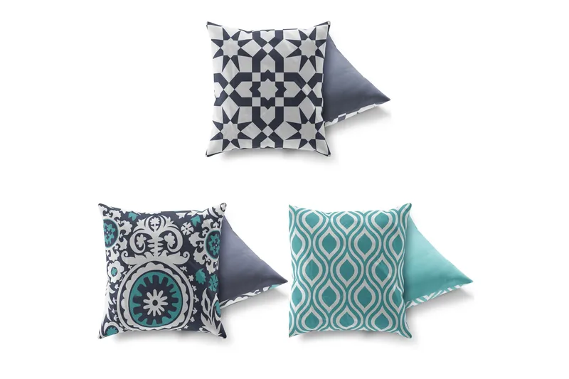 Gravel Pude 43x43 cm 3-pak - Multifarvet - Tekstiler - Pude & plaid - Pyntepuder & pudebetræk