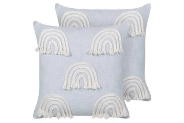 Pyntepuder Leea sæt af 2 Blå/Hvid