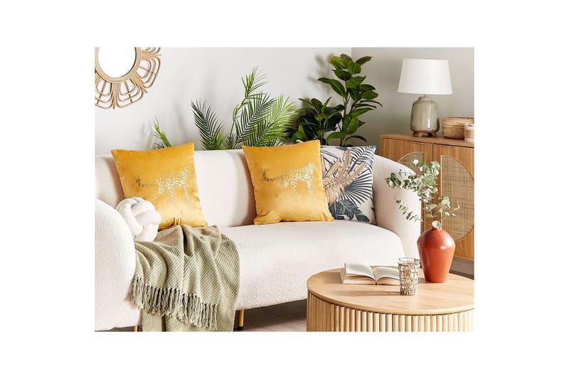 Pyntepuder Marula sæt om 2 Gul/Guld - Gul/Guld - Tekstiler - Pude & plaid - Udendørs puder