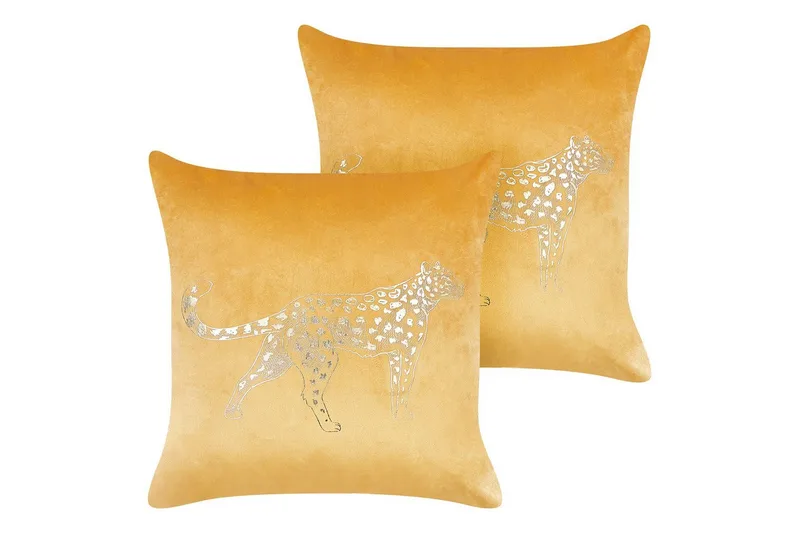 Pyntepuder Marula sæt om 2 Gul/Guld - Gul/Guld - Tekstiler - Pude & plaid - Udendørs puder