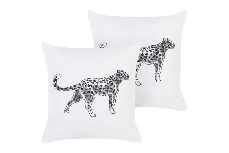 Pyntepuder Marula sæt om 2 Hvid/Sort - Hvid/Sort - Tekstiler - Pude & plaid - Udendørs puder