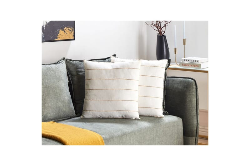 Pyntepuder Milas sæt om 2 Hvid/Beige - Hvid/Beige - Tekstiler - Pude & plaid - Udendørs puder