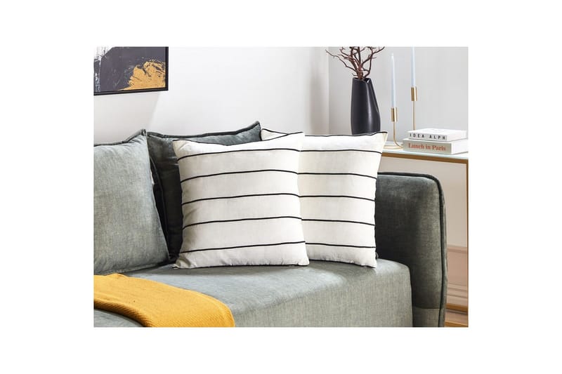 Pyntepuder Milas sæt om 2 Hvid/Sort - Hvid/Sort - Tekstiler - Pude & plaid - Udendørs puder