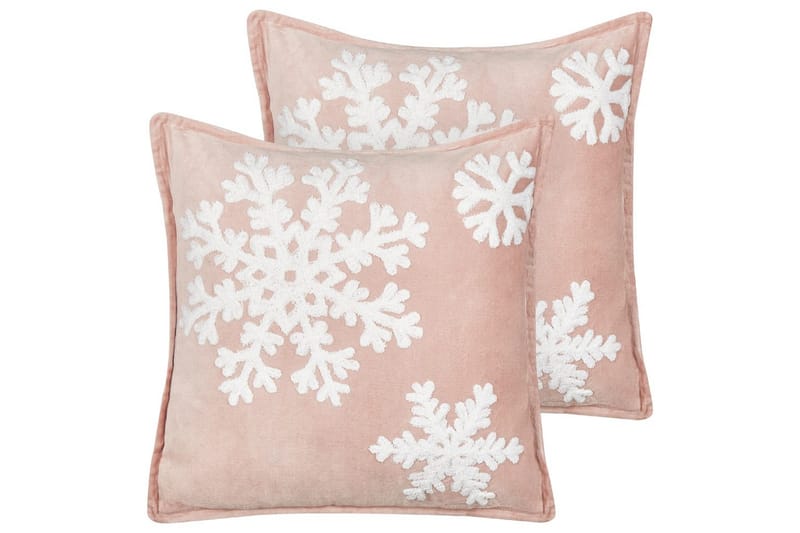 Pyntepuder Murraya sæt á 2 Rosa/Hvid - Rosa/Hvid - Tekstiler - Pude & plaid - Udendørs puder