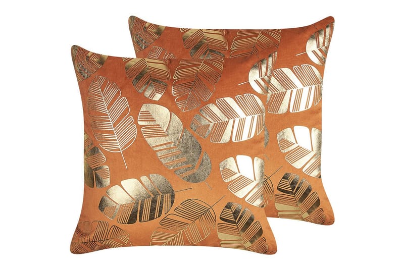Pyntepuder Sunflower sæt á 2 Orange/Guld - Orange/Guld - Tekstiler - Pude & plaid - Udendørs puder