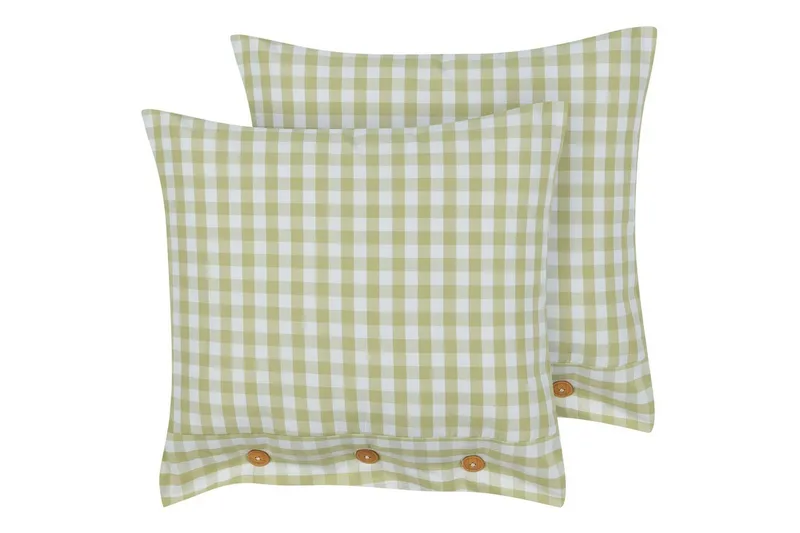 Pyntepuder Talya sæt om 2 Grønt/hvidt/lyst træ, Firkantet - Grønt/hvidt/lyst træ, Firkantet - Tekstiler - Pude & plaid - Pyntepuder & pudebetræk