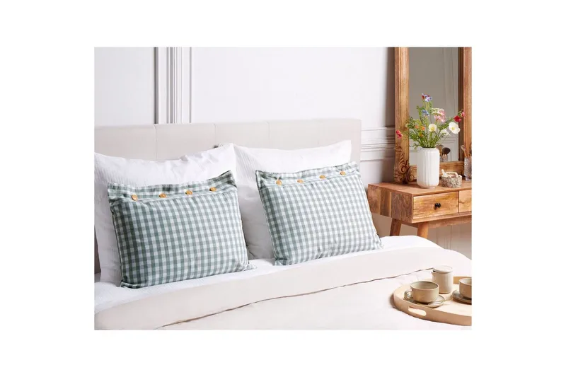 Pyntepuder Talya sæt om 2 Mintgrønt/hvidt/lyst træ, Rektangulær - Mintgrønt/hvidt/lyst træ, Rektangulær - Tekstiler - Pude & plaid - Pyntepuder & pudebetræk
