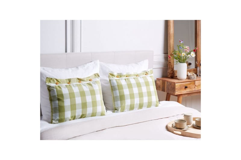 Pyntepuder Tamnine sæt om 2 Grøn/Hvid, Rektangulær - Grøn/Hvid, Rektangulær - Tekstiler - Pude & plaid - Pyntepuder & pudebetræk
