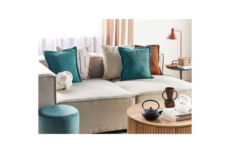 Pyntepuder Zinnia sæt af 2 Blå, Firkantet - Blå, Firkantet - Tekstiler - Pude & plaid - Pyntepuder & pudebetræk