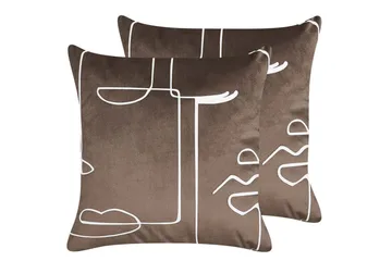 Pyntepuder Philodendron sæt af 2 Brun/Hvid