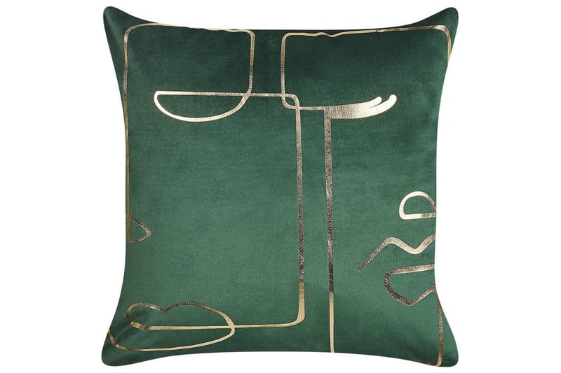 Pyntepuder Philodendron sæt af 2 Grøn/guld - Grøn/guld - Tekstiler - Pude & plaid - Pyntepuder & pudebetræk