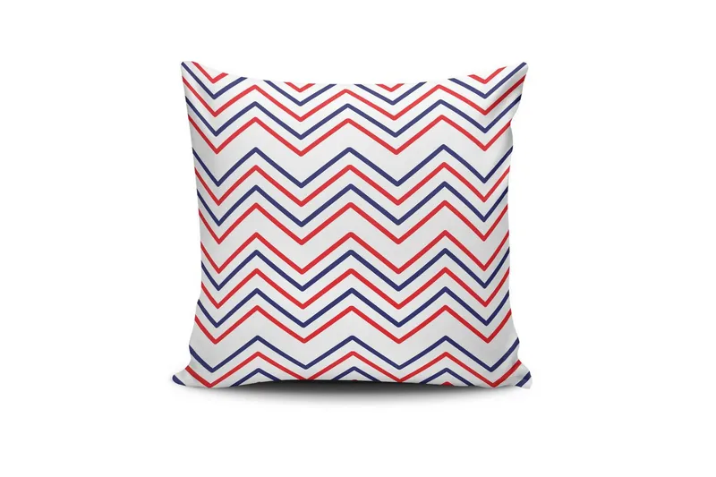 Rivorn Pyntepude 43x43 cm, Rød/Hvid