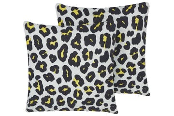Runge Udendørspude 45x45 cm - Hvid/Sort/Gul - Tekstiler - Pude & plaid - Udendørs puder