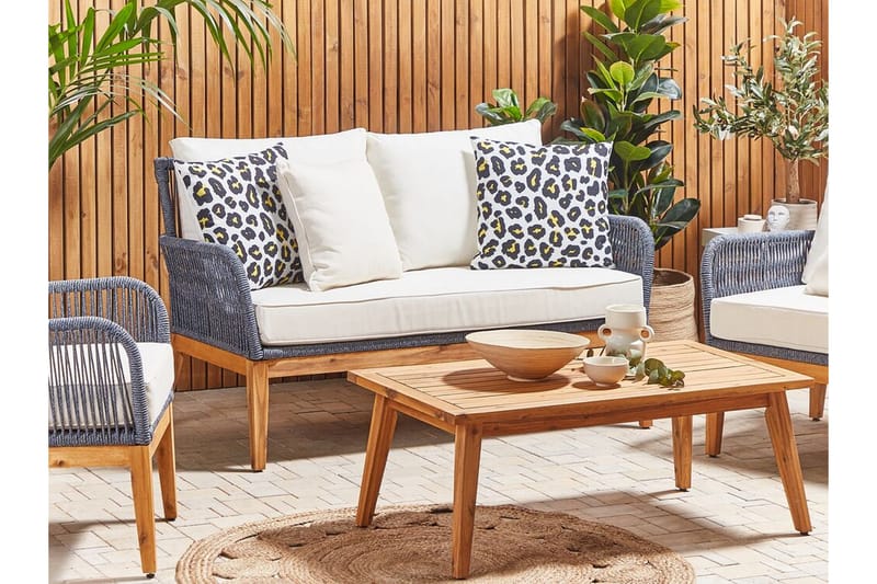 Runge Udendørspude 45x45 cm - Hvid/Sort/Gul - Tekstiler - Pude & plaid - Udendørs puder