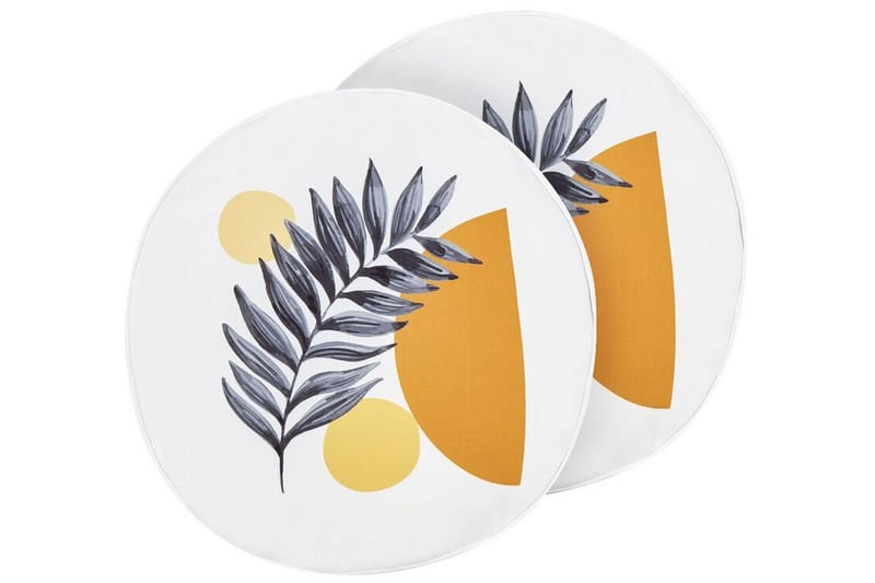 Saguenay Udendørspude 40 cm Rund - Hvid/Sort/Orange/Gul - Møbler - Borde - Sofabord